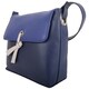 image 3 of Womens Premium Soft Genuine Leather Two Tone Cross Body Shoulder Bag - Black / Foil Blue | Navy/Cobalt