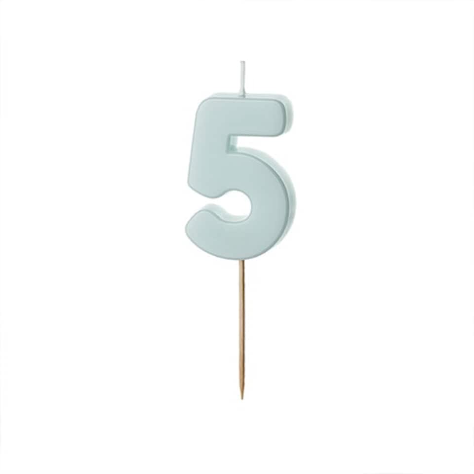 Mint Green Number 5 Shaped Candle 5.5cm