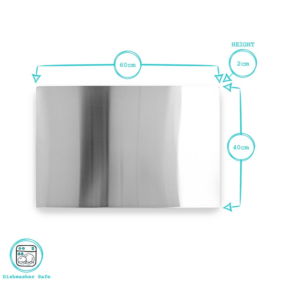 image 1 of Argon Tableware Counter Edge Chopping Board - 60 x 40cm - Stainless Steel Non-Slip Kitchen Worktop Saver Food Cutting Protector | Silver | Silver | 1