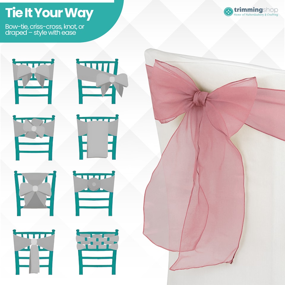 image 1 of 17 x 280cm Organza Chair Sashes, Sheer Sash Ties - 25pcs