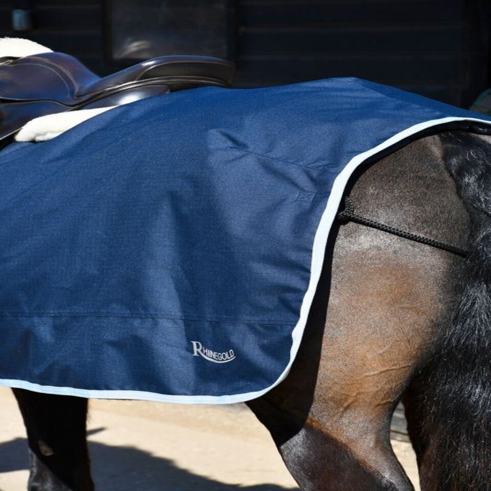 image 1 of Rhinegold Fixed Chest Waterproof Ride On Rug Blue | Size: 5ft 3
Colour: Navy
