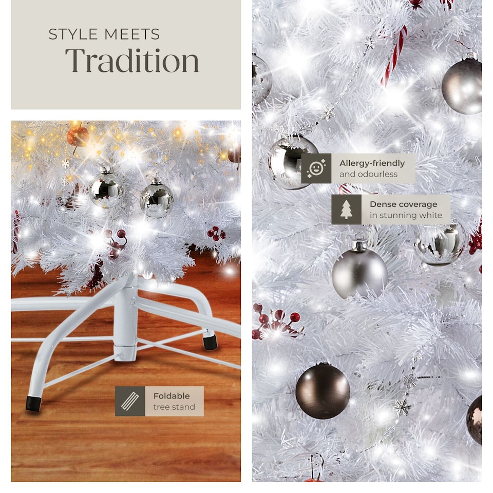 image 1 of Christmas Tree - artificial in white with metal stand | White | white | 6ft | 1