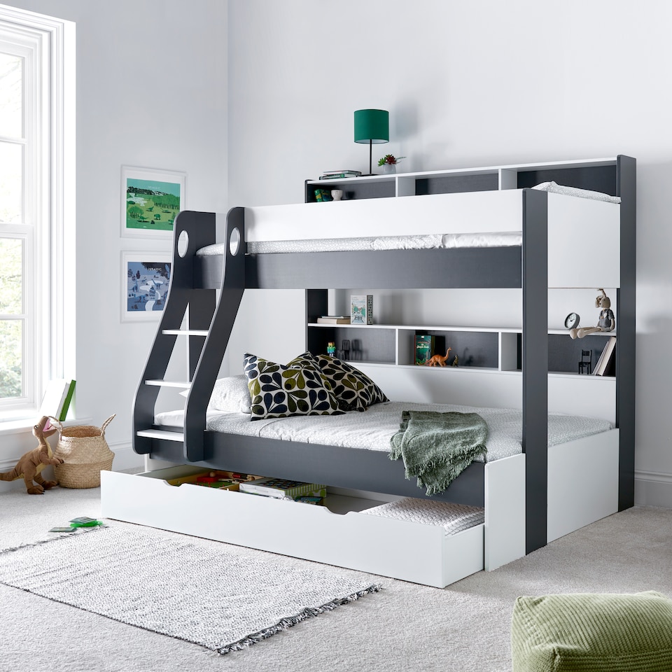 image 1 of Oliver Grey and White Storage Triple Sleeper | Grey