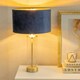 image 1 of ValueLights Balan Glass with Gold Table Lamp and Navy Blue Velvet with Metallic Gold Inner Lamp Shade Blue