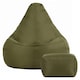image 4 of Icon Dalton Adults High Back Indoor Outdoor Bean Bag Chair & Footstool Pouffe, Khaki