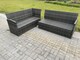 image 4 of Fimous 6 Seater Outdoor Rattan Garden Furniture Set Corner Sofa Oblong Coffee Table Sets Dark Grey Mixed