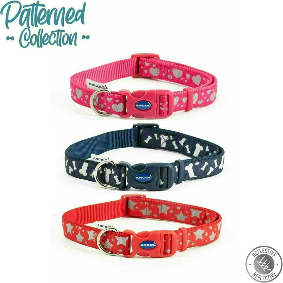 image 1 of Ancol Fashion Collar Pink Reflective Hearts Adjustable 20-30 cm Small