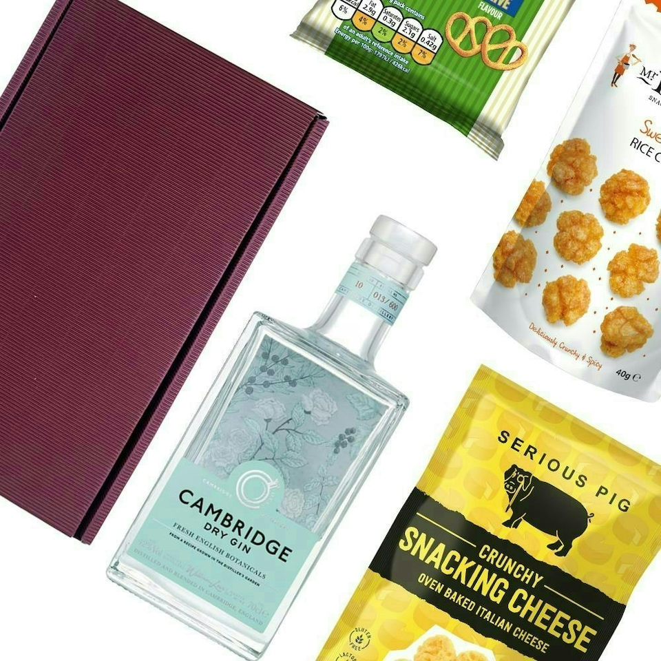 image 1 of Cambridge Dry Gin Nibbles Hamper 70cl 42% abv
