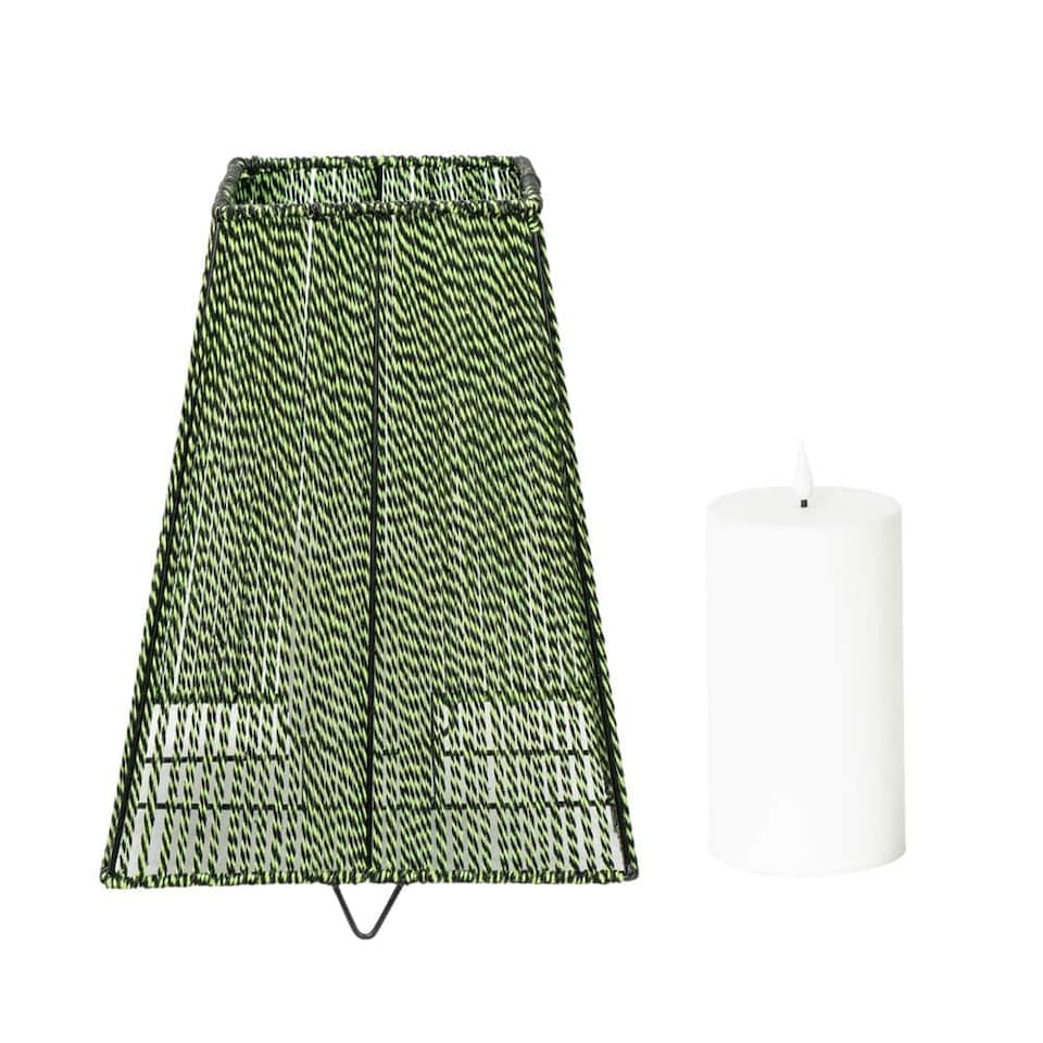 image 1 of ValueLights Battery Operated Outdoor Green Rope Candle Lantern Garden Light