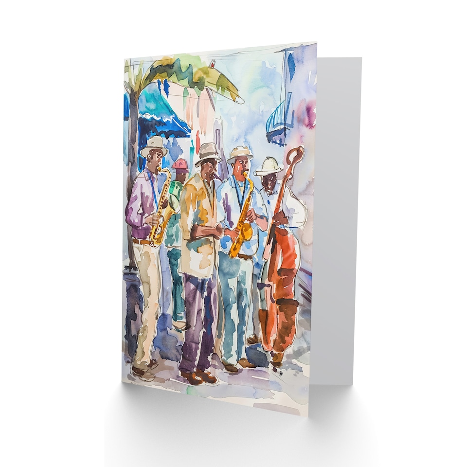 image 1 of Greeting Card New Orleans Jazz Music Festival Street Musicians