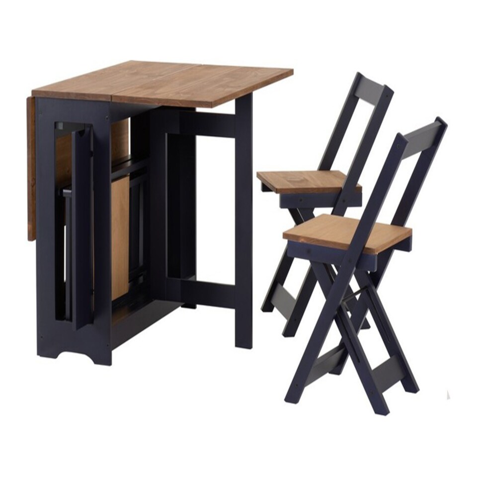 image 1 of Santos Butterfly Dining Set - Navy Blue - Distressed Waxed Pine | Black | 5