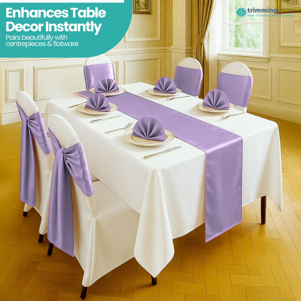 image 1 of Satin Table Runner for Dining Table - 11 x 108 Inch