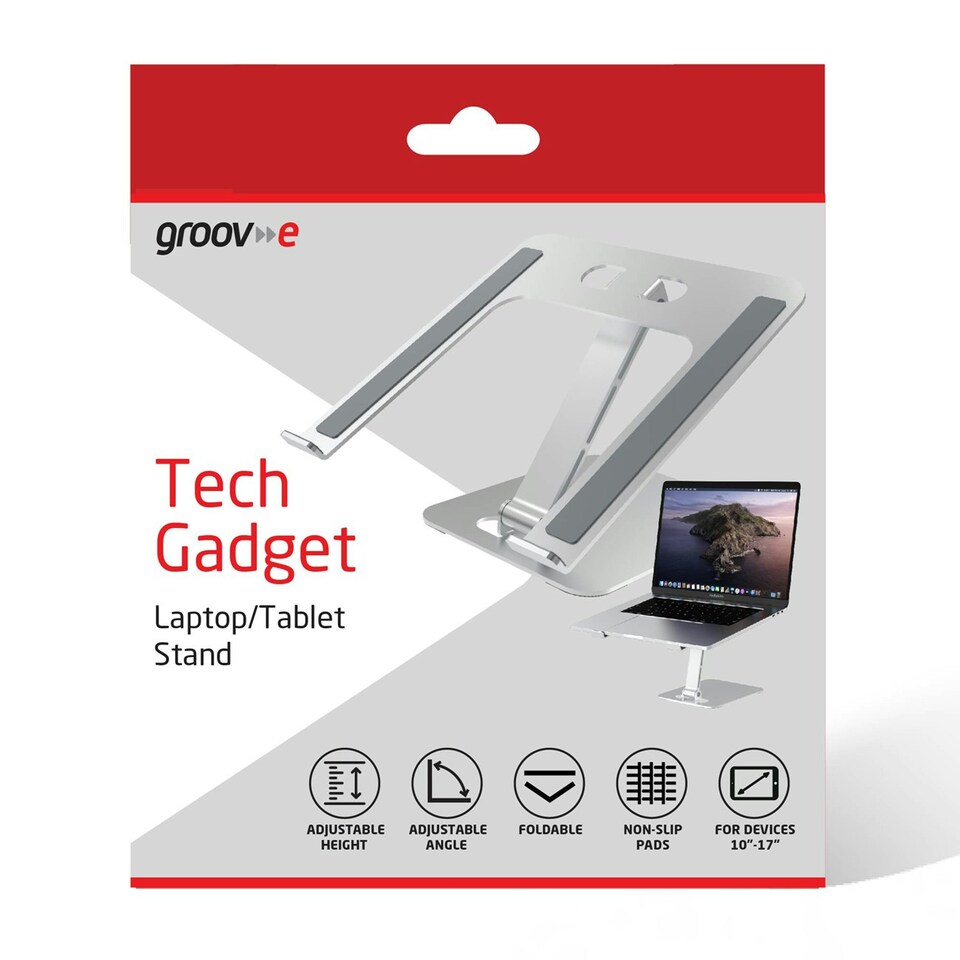image 1 of Groov-e GVPC13SR Adjustable Laptop/Tablet Stand for Desk - Aluminium-Alloy