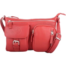London Leathergoods Womens Smooth Genuine Leather Cross Body / Shoulder Bag | Red | Red