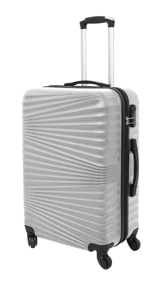 image 1 of 3 Pcs Suitcase Set ABS Hard Shell 4 Wheeled Trolley Lightweight Luggage PIONEER | Multi | Silver White | 3