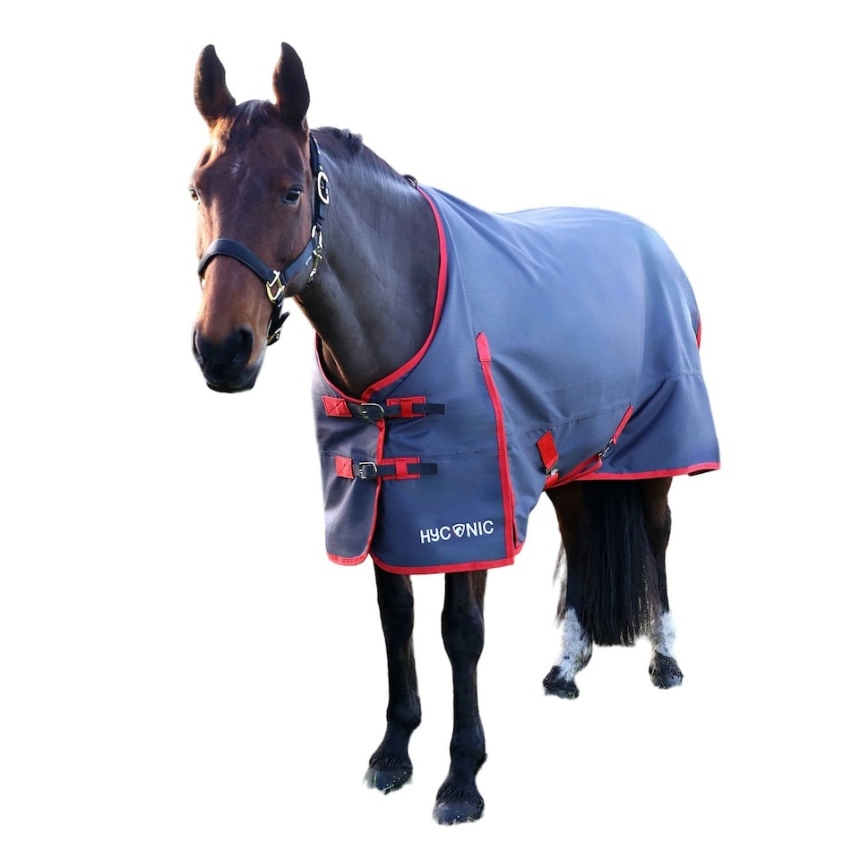 HYCONIC No Fill Horse Turnout Rug - Charcoal/Red - 4´ 6"