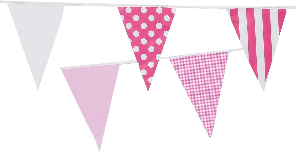 image 1 of Pink Mix Baby Shower Party Bunting 10m with 20 Pennants