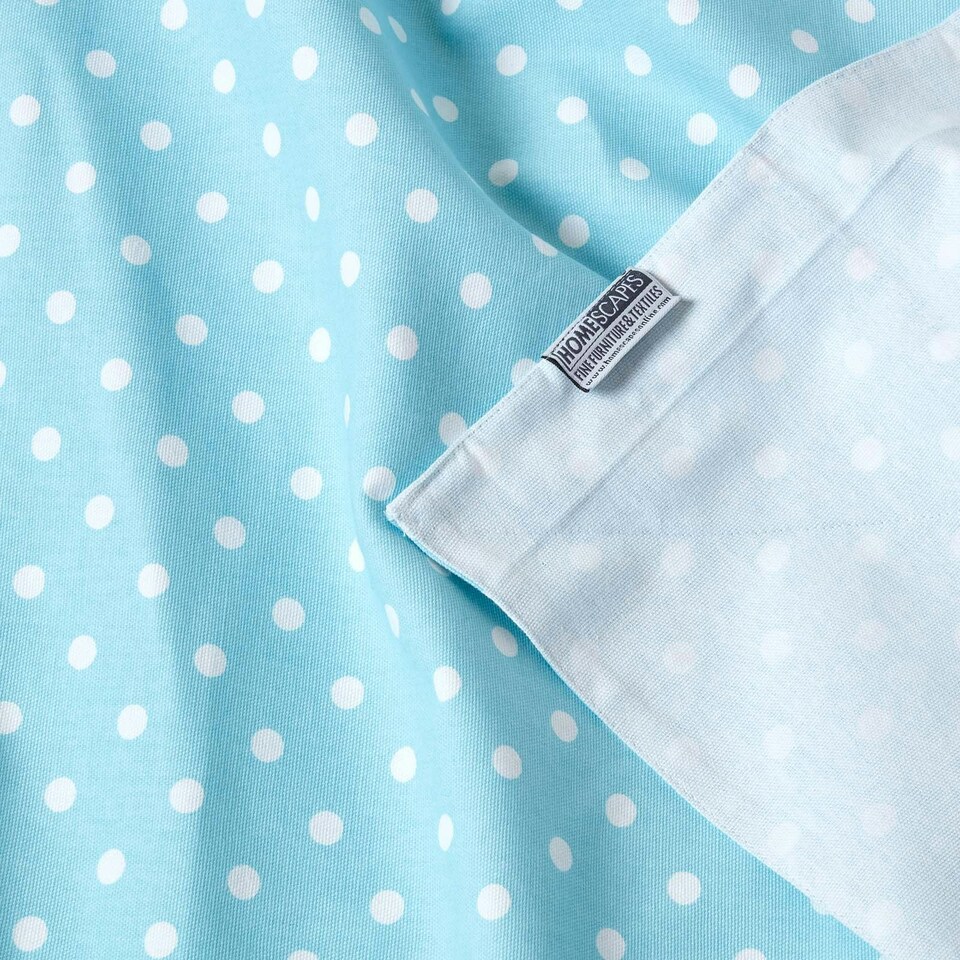 image 1 of Homescapes Cotton Blue Polka Dots and Stripes Sofa Throw Blue