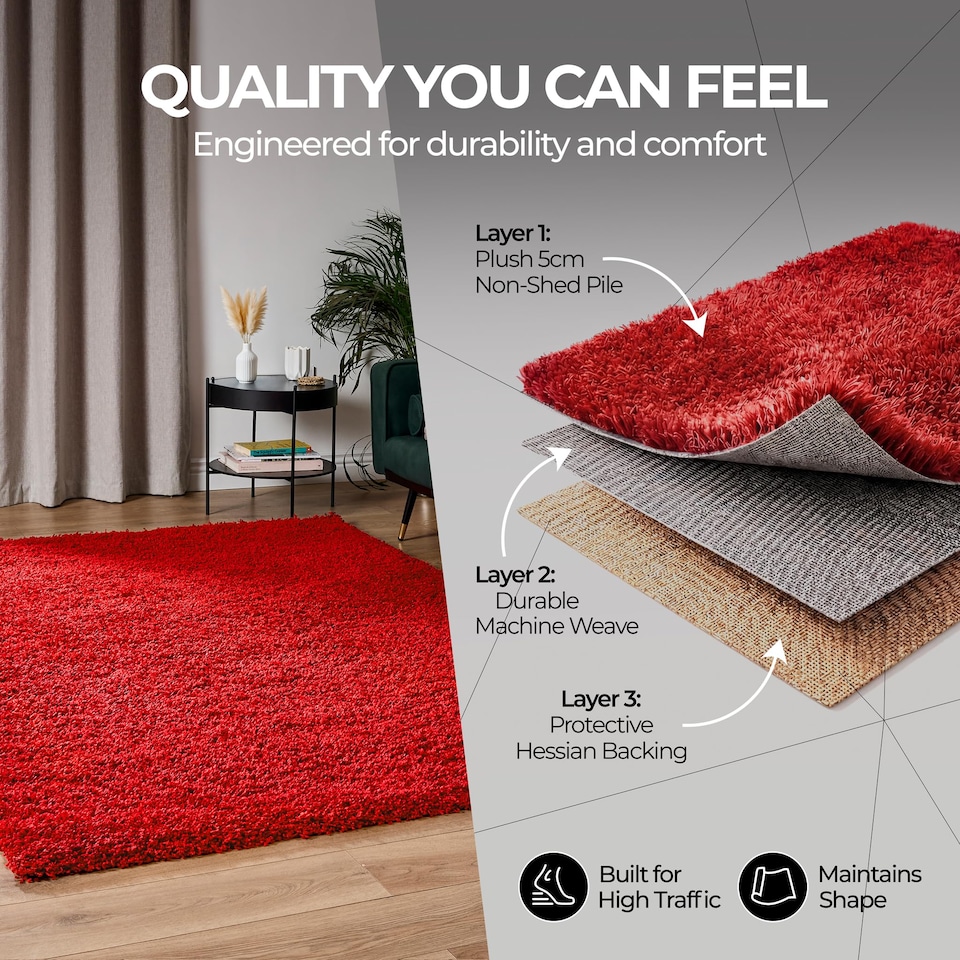 image 1 of Bargainia California Shaggy Rug Soft Pile Living Room