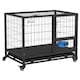 image 1 of PawHut 36" Heavy Duty Dog Crate on Wheels w/ Bowl Holder, Removable Tray