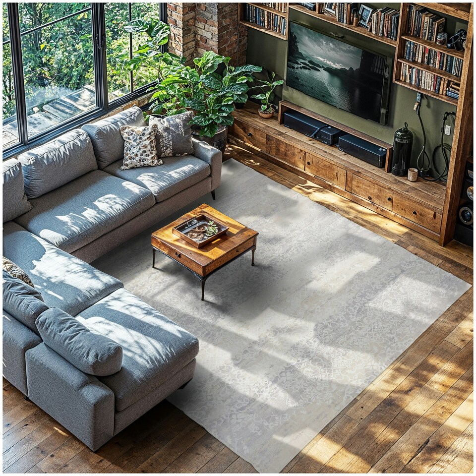 image 1 of Washable Rug Dalia - various sizes, faded pattern, easy-care short pile, non-slip Cream | 340 x 240 cm