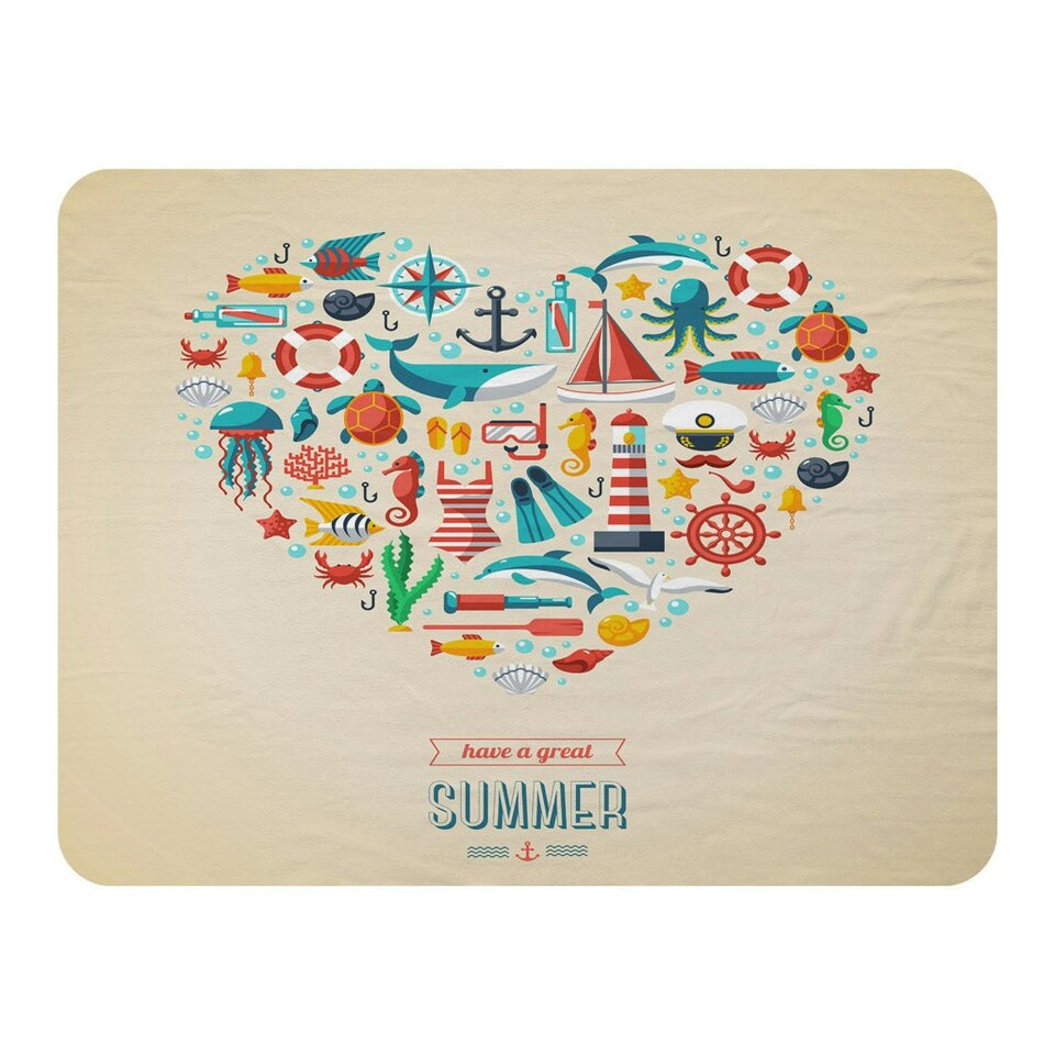 image 1 of Love Heart of Sealife & Nautical Items (Blanket)