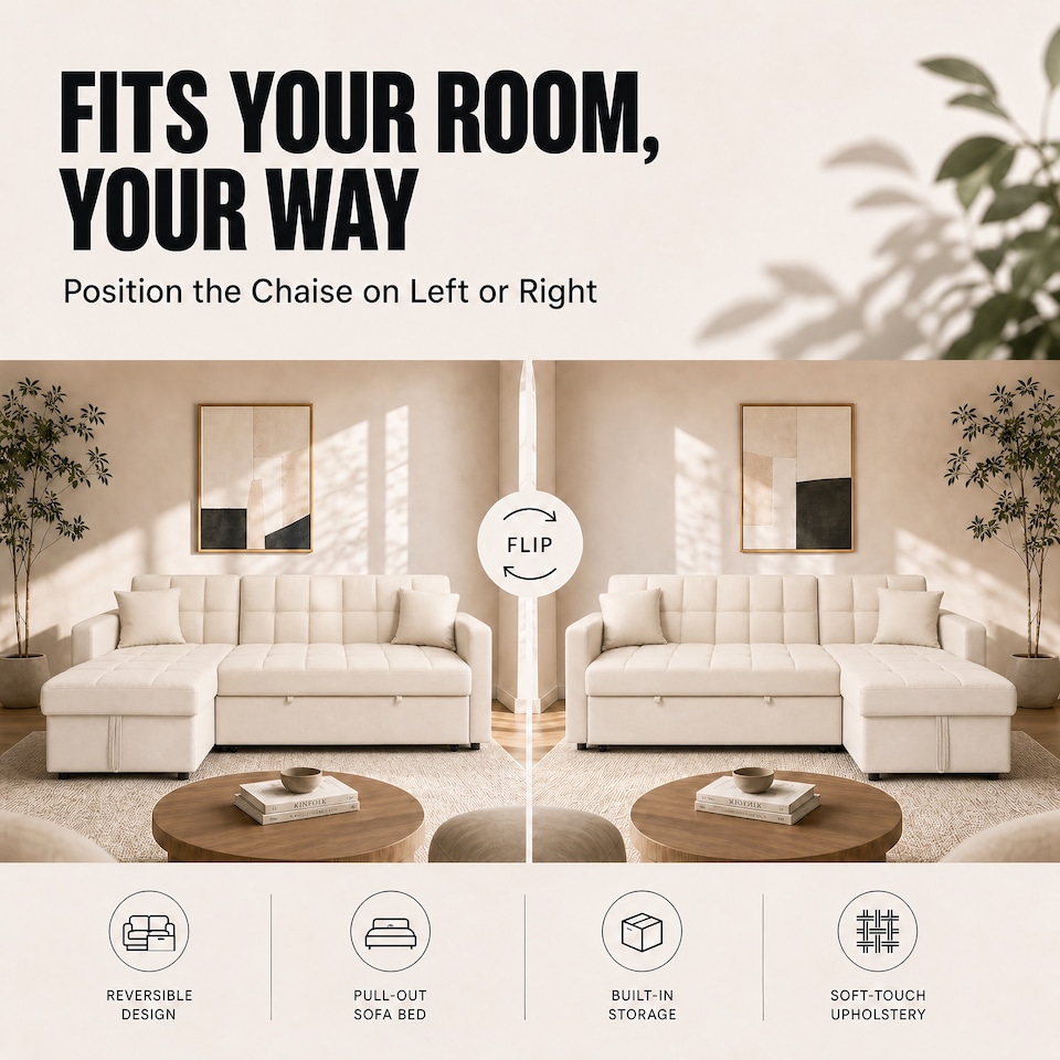 image 1 of Bargainia Milo 3 Seater Velvet Corner Sofa Bed Living Room