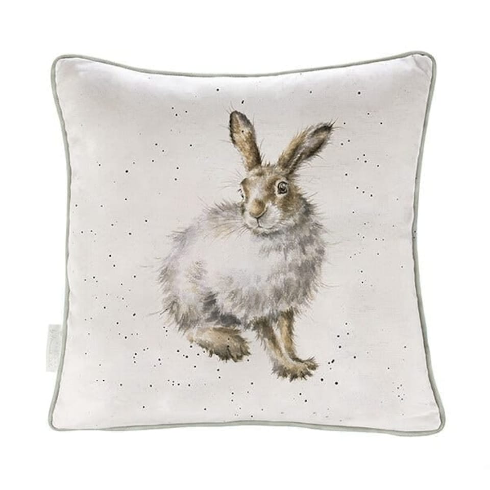 image 1 of Wrendale Designs 40cm Winter Hare Square Cushion | Cream