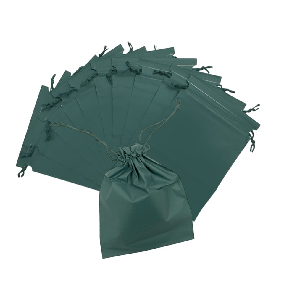 image 1 of Pack of 25 Green Coloured 21x29cm PEVA Frosted Drawstring Bags | Green