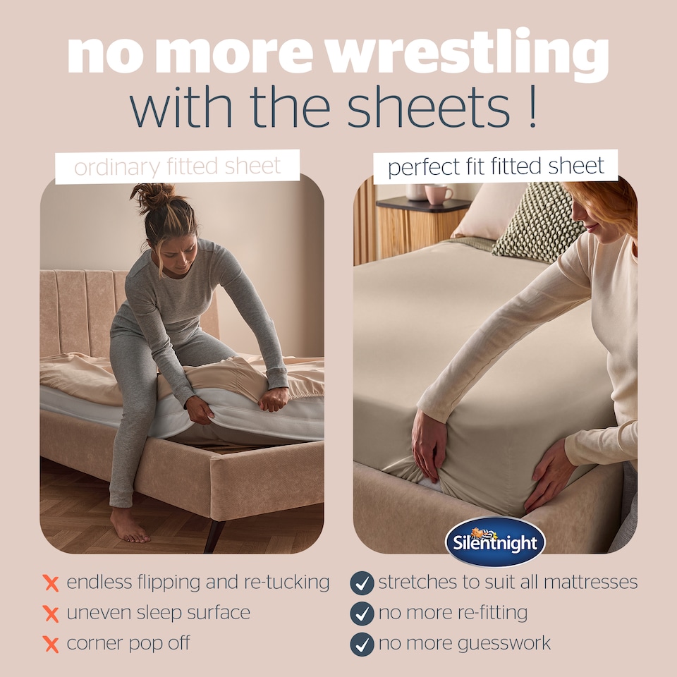 image 1 of Silentnight Supersoft Perfect Fit Fitted Sheet, Natural