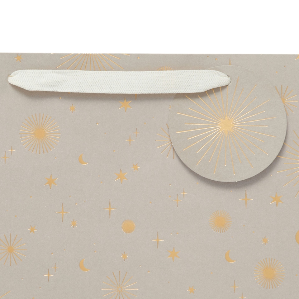 image 1 of Multipack of 3 Large Gift Bags | Party Bags for Presents | Birthdays/Wedding | For Him/Her/Friend | Starburst Design Silver