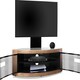 image 7 of Centurion Supports PANGEA Black/Oak Beam-Thru Curved True-Corner 32"-50" TV Cabinet with Mounting Arm Black | Oak