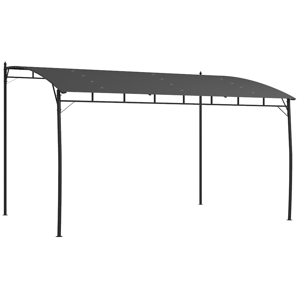 image 1 of Outsunny 3 x 4m Pergola, Lean to Garden Gazebo with UVResistant Canopy and Metal Frame, Outdoor Sun Shade Shelter for Porch, Patio, Deck, Grey