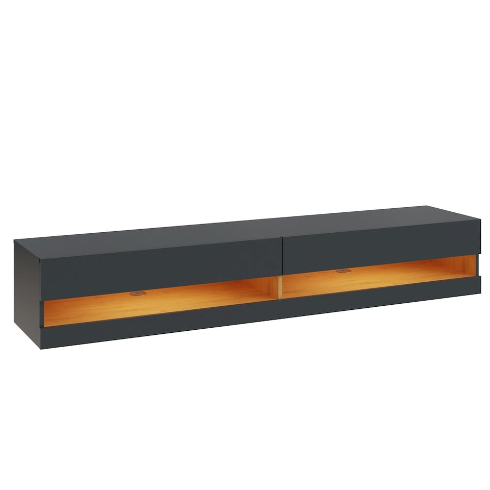 image 1 of GFW Leon 180cm Wall TV Unit with LED - Anthracite