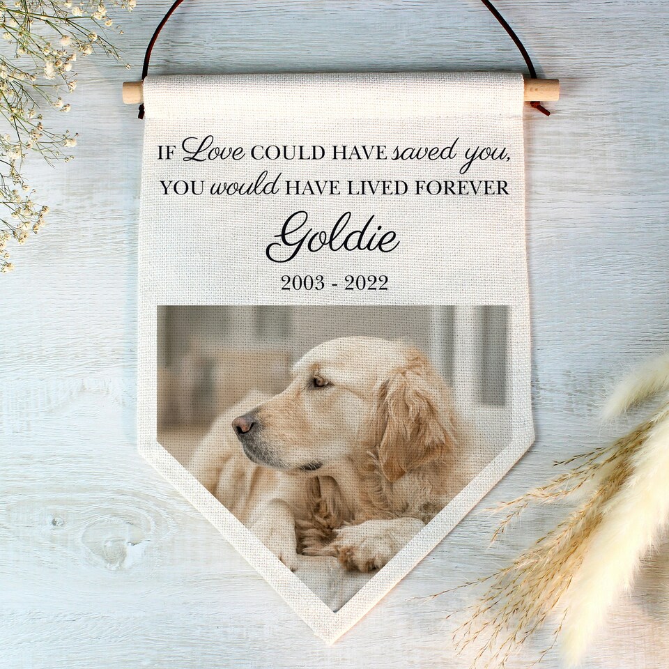 image 1 of Personalised Photo Upload Pet Memorial Hanging Banner