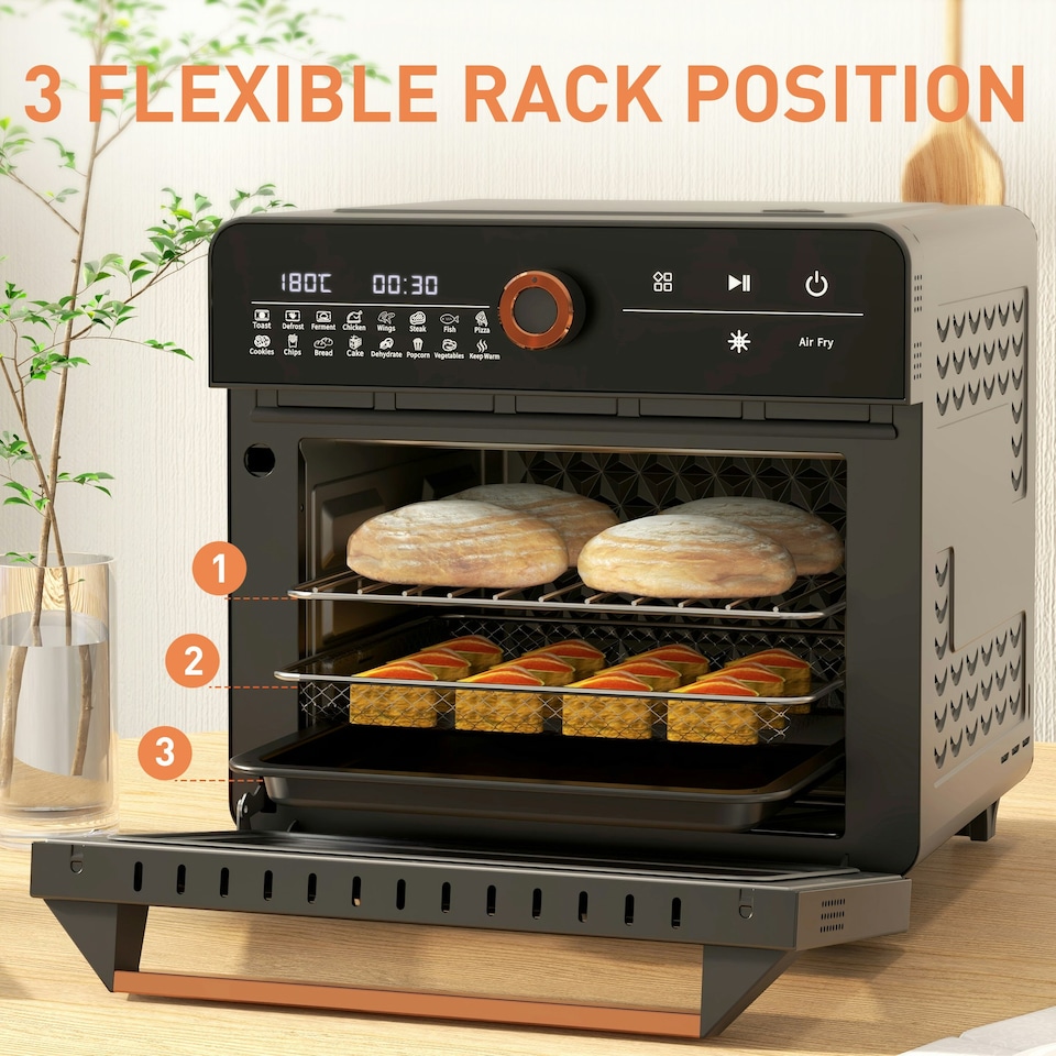 image 1 of HOMCOM Air Fryer Oven 20L Countertop Mini Oven with 16 Presets 1400W Black