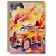 image 1 of Fire Truck On Orange Lilac Red Watercolour Him Her Birthday Card