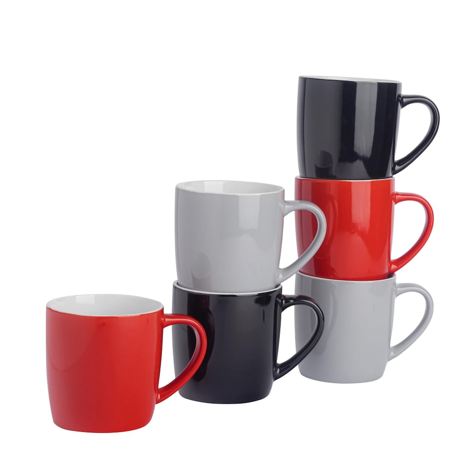 image 1 of Argon Tableware Coloured Coffee Mugs - 350ml - Modern - Pack of 6 | Multi | Multi | 6