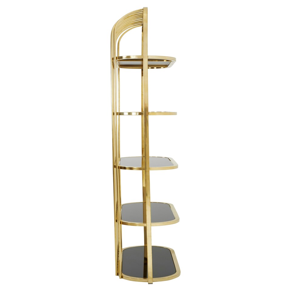 image 1 of Interiors by Premier Elegant Gold Finish Cage Design Bookshelf, Spacious Slimline Bookshelf, Functional Sleek Shelf For Books Gold