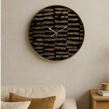 Interiors by Premier Modern Black and Gold Wall Clock, Agate Effect Glass Clock With Artistic Brushstroke Dial, Wall Clock