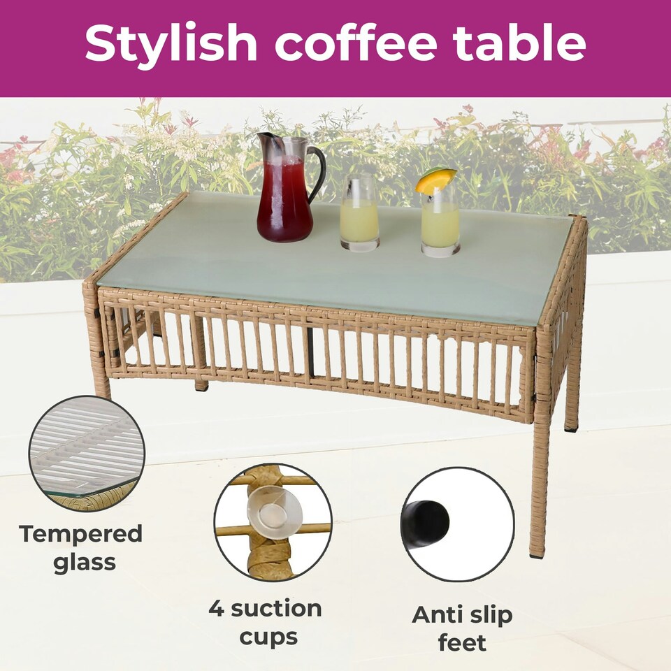 image 1 of Neo 3 Piece Rattan Wicker Rope Corner Outdoor Furniture Set