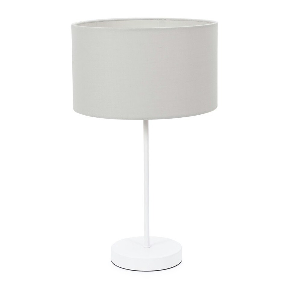 image 1 of ValueLights Charlie White Table Lamp Grey Shade