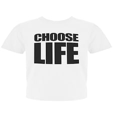 Men's "CHOOSE LIFE" T-Shirt – 1980s Slogan Tee – Retro Fancy Dress White | 2XL