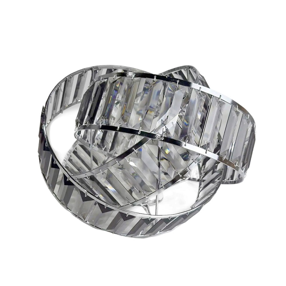image 1 of 3 Tier Crystal Ceiling Light Shade Grey | Modern Interlocking Ring Pendant Lampshade E27
