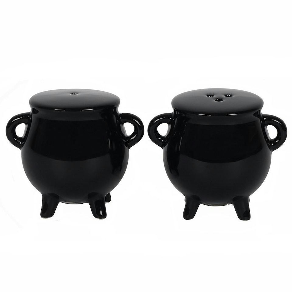 image 1 of Something Different Cauldron Cruet Set - Black - One Size