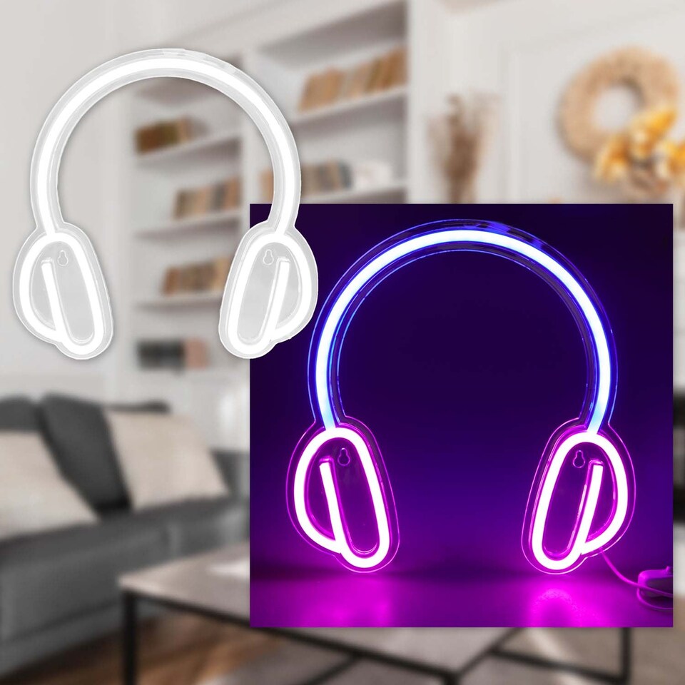 image 1 of PMS Headphone Neon Light USB Powered Multi-coloured - 28cm x 28cm