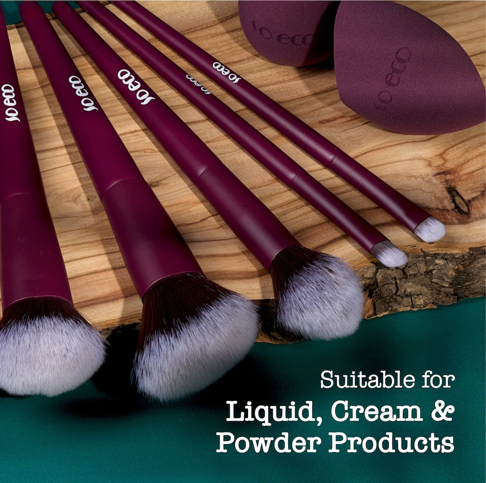 image 1 of So Eco Signature Blend Makeup Set - 7 Brushes & 2 Sponges, Vegan Cruelty-Free, Purple