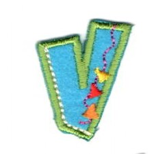 Assorted Colours: Letter V Alphabet Patch Motif for Dressmaking - each