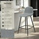 image 2 of Bar Stool Willow with backrest, upholstery and woven cover - Set of 2 Grey | Dark Grey/Black
