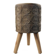 40cm x 21.5cm Zandi Flowers Composite Large Planter | Brown